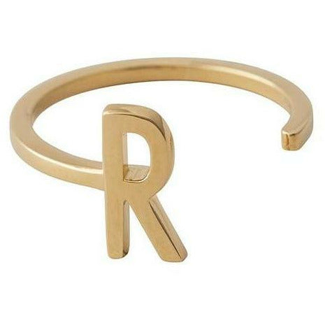 Letras de diseño anillo de cartas a z, 18k dorado chapado, r