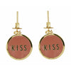 Design Letters Candy Disc Earrings Kiss Brass Gold Platted, rød