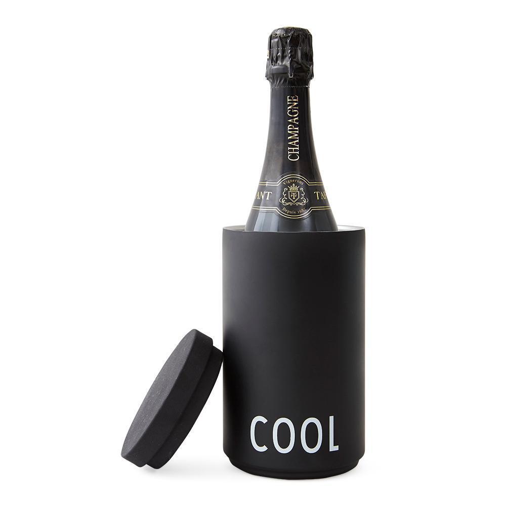 设计字母冷却葡萄酒冷却器和冰桶，黑色