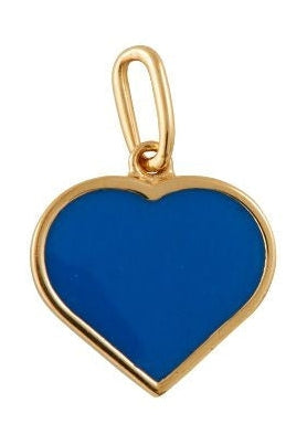 Diseño de cartas de esmalte colgante de oro de corazón grande, azul cobalto
