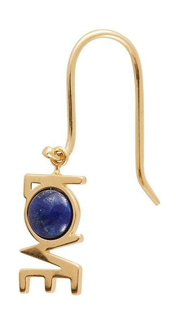 Design Letters Grands boucles d'oreilles d'amour 1 P CS 18K Gold plaqué, lapis lazuli bleu