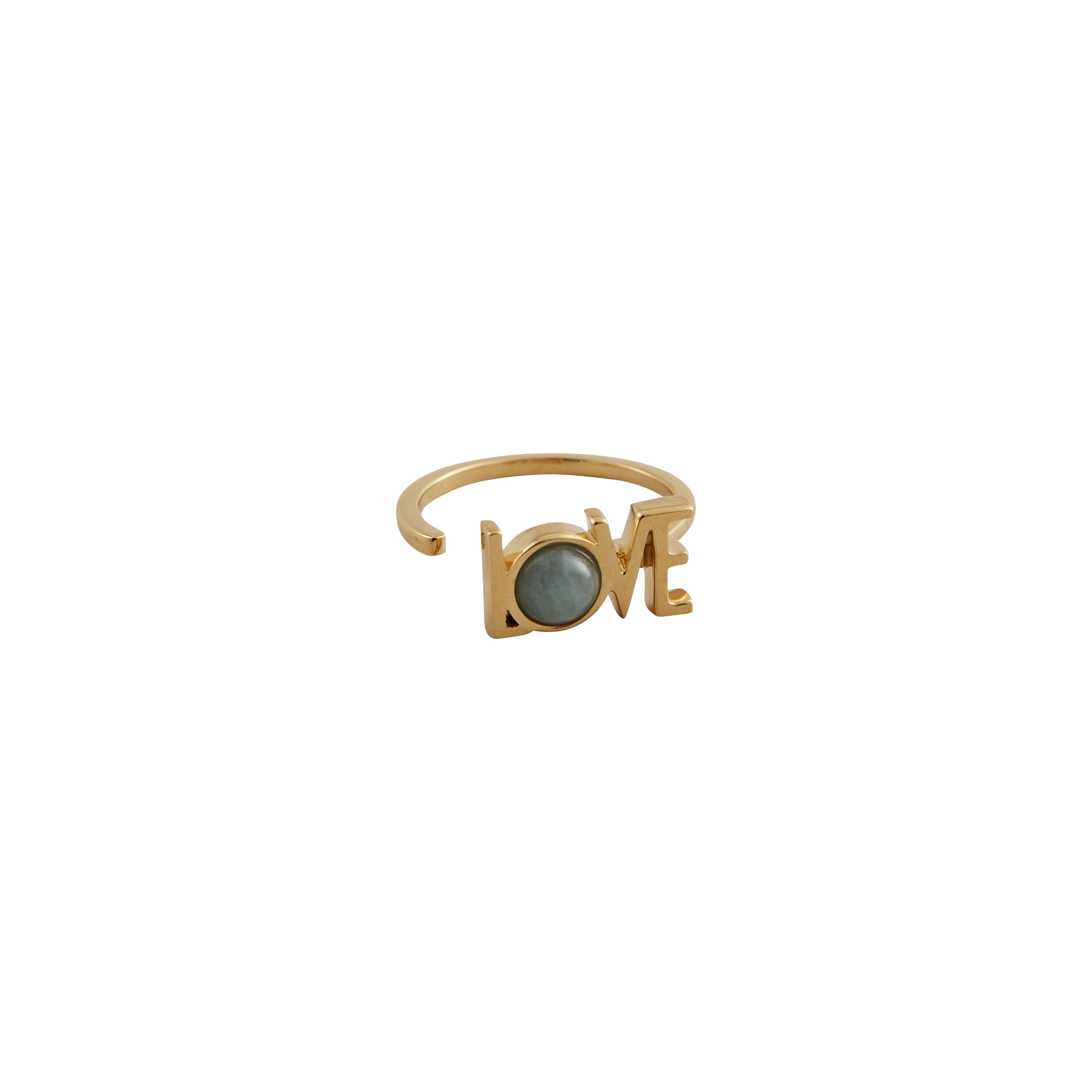 Lettere di design Great Love Ring 18K Gold Plaked, Aquamarine Blue