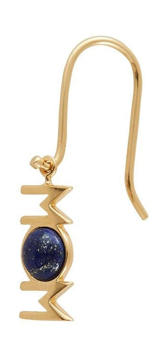 Design Letters Grands boucles d'oreilles maman 1 P CS 18K Gold plaqué, lapis lazuli bleu