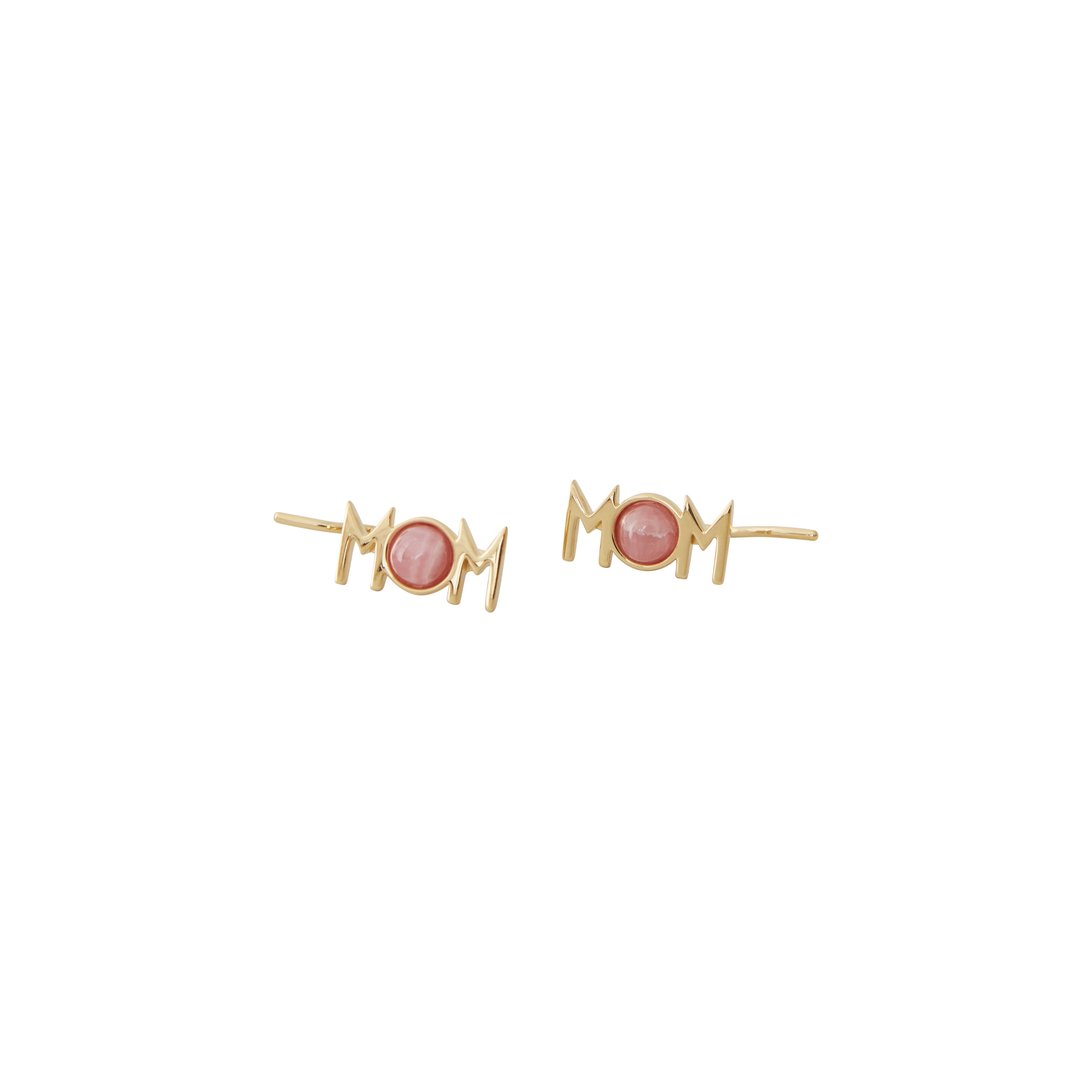 Lettere di progettazione Grandi orecchini di mamma set di 2 18k oro placcati, crosita rossa