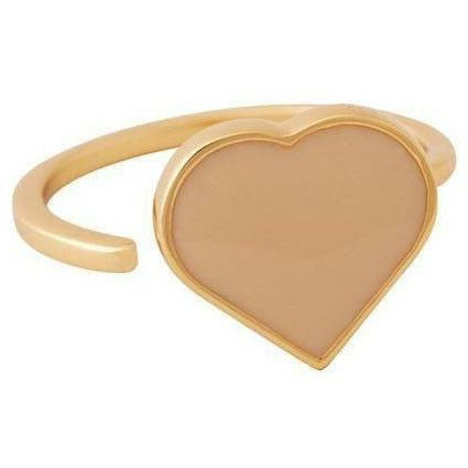 Lettere di design anello di smalto di grande cuore 18k in argento placcato in oro, beige