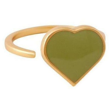 Design Letters Stor hjertemalje Ring 18K guldbelagt sølv, sprød grøn