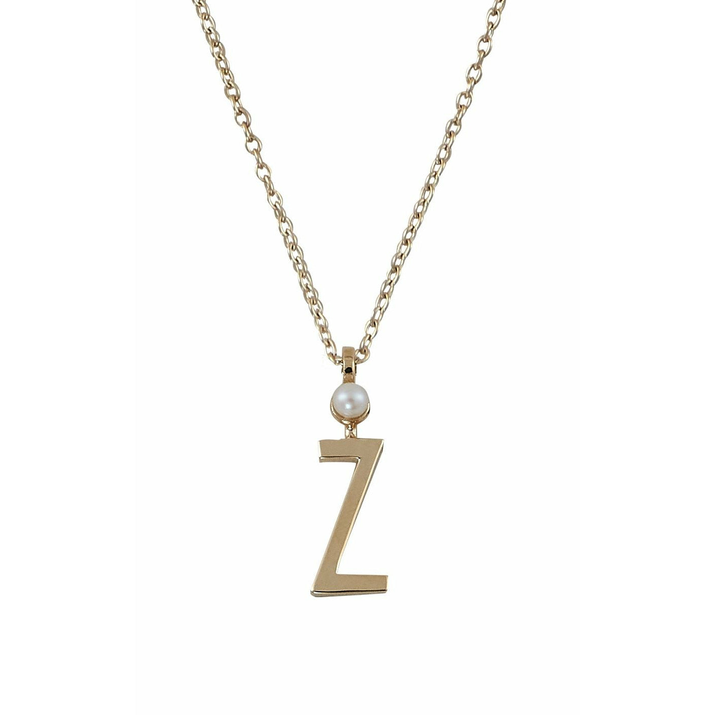 Collar de letras de diseño en oro puro, z
