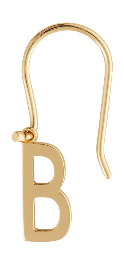 Design Letters Initial Earrings With Letter Gold, B