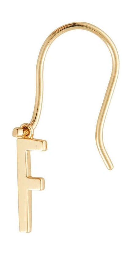 Design Letters Initial Earrings With Letter Gold, F