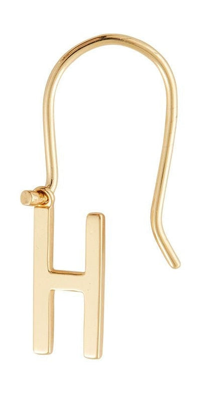 Design Letters Initial Earrings With Letter Gold, H