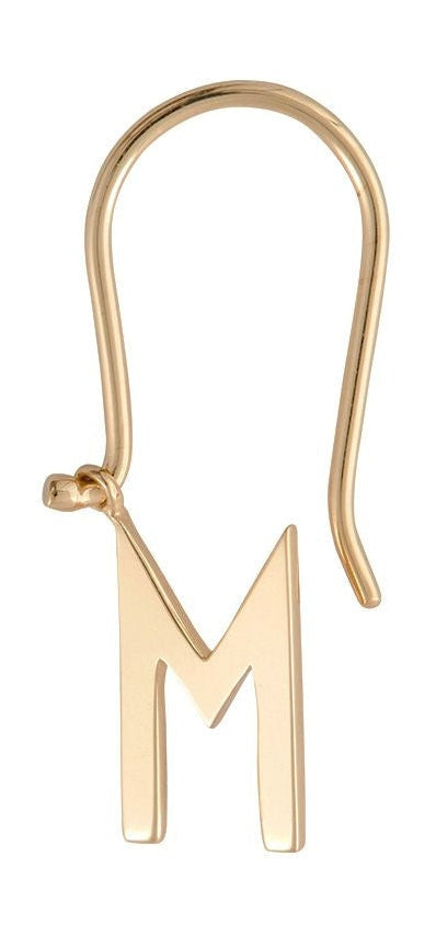 Design Letters Initial Earrings With Letter Gold, M