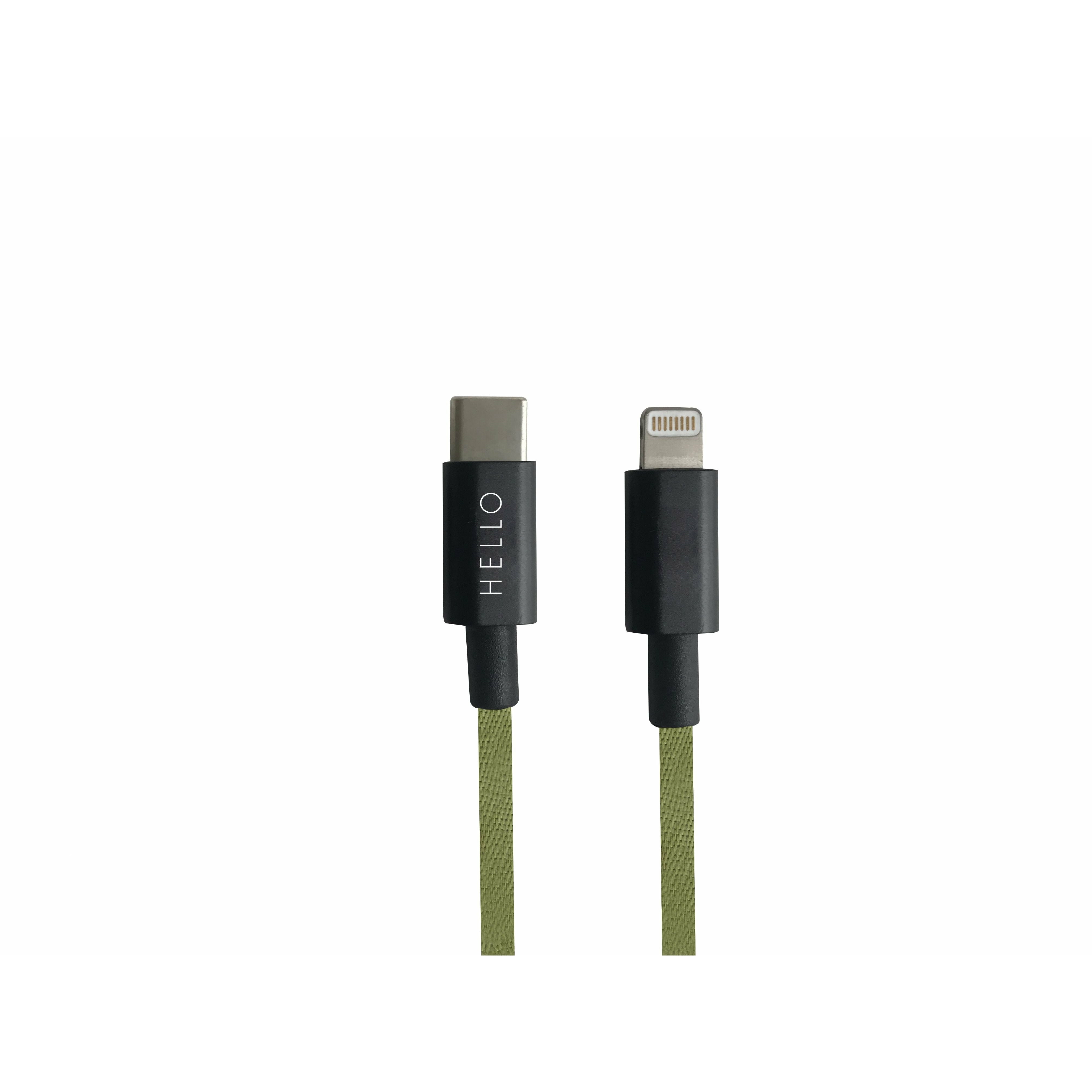 Letras de diseño Cable favorito USBC Iphophon 1 M, Forest Green