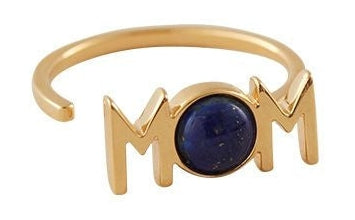 Design Letters Maman Ring 18K Gold plaqué, lapis lazuli bleu