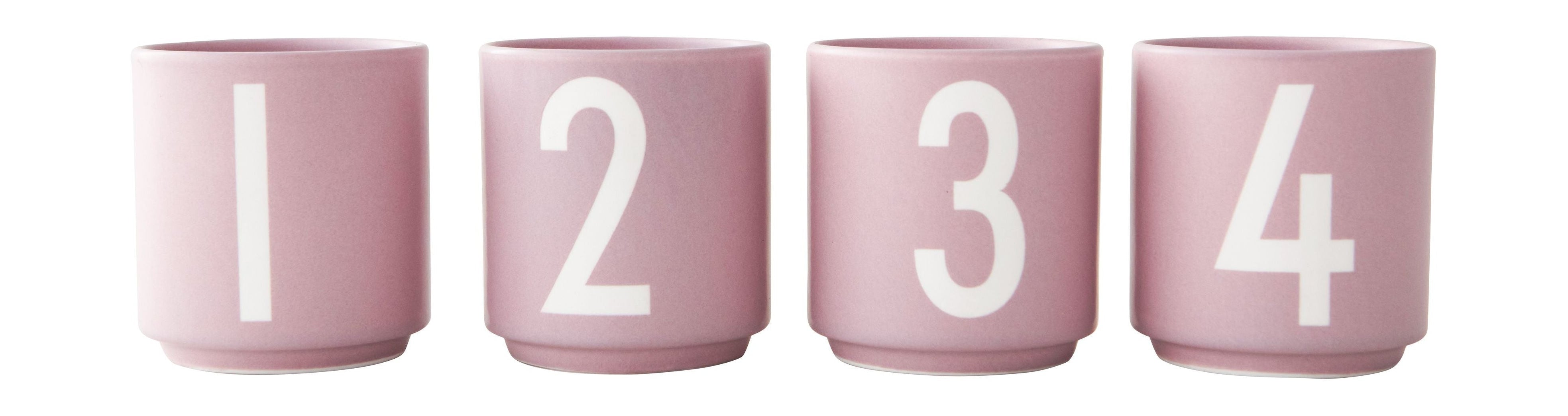 Lettere di design Mini set di tazze preferite di 4, lavanda