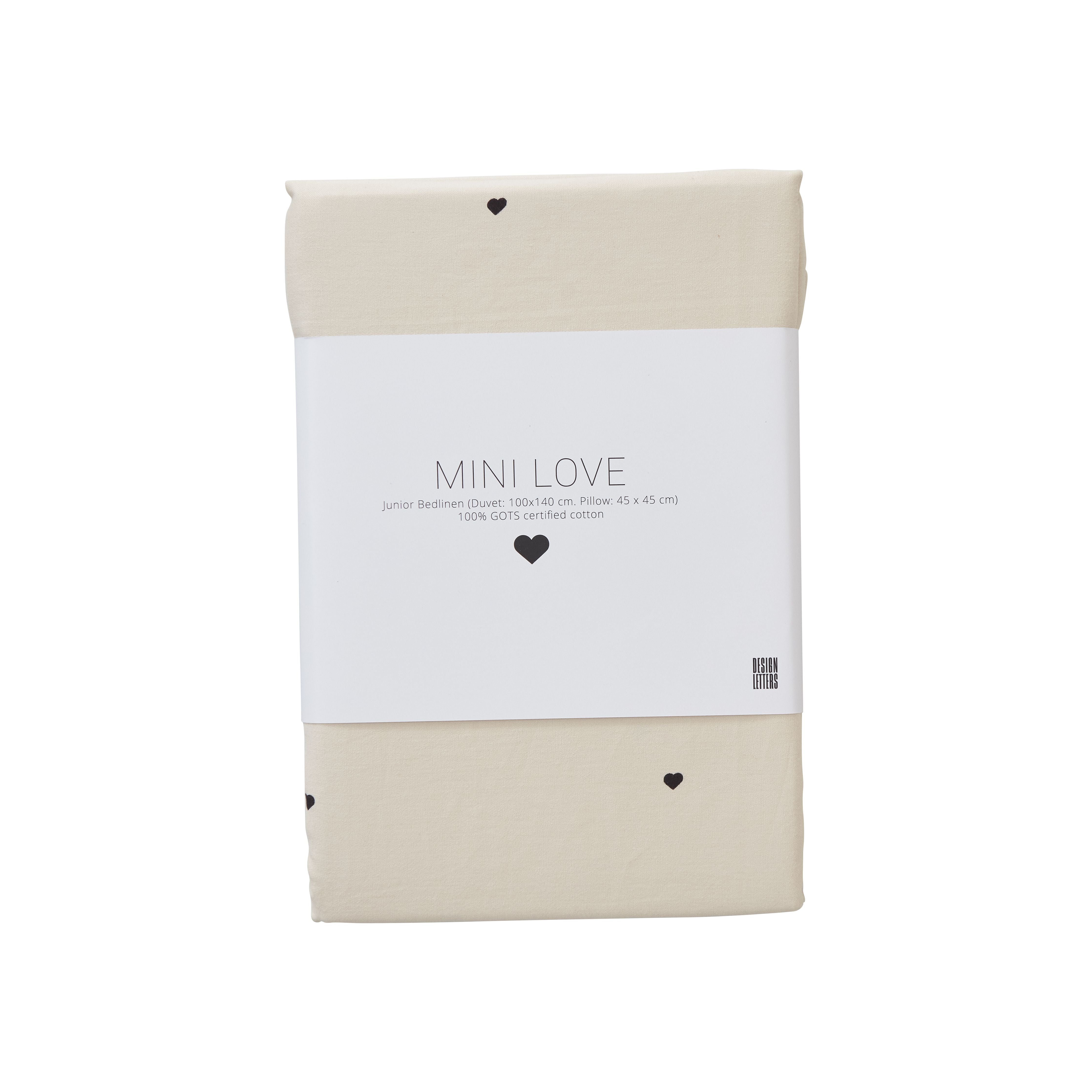 Design Letters Mini Love Junior Pillowcases och täcke täcker 100x140 cm, beige