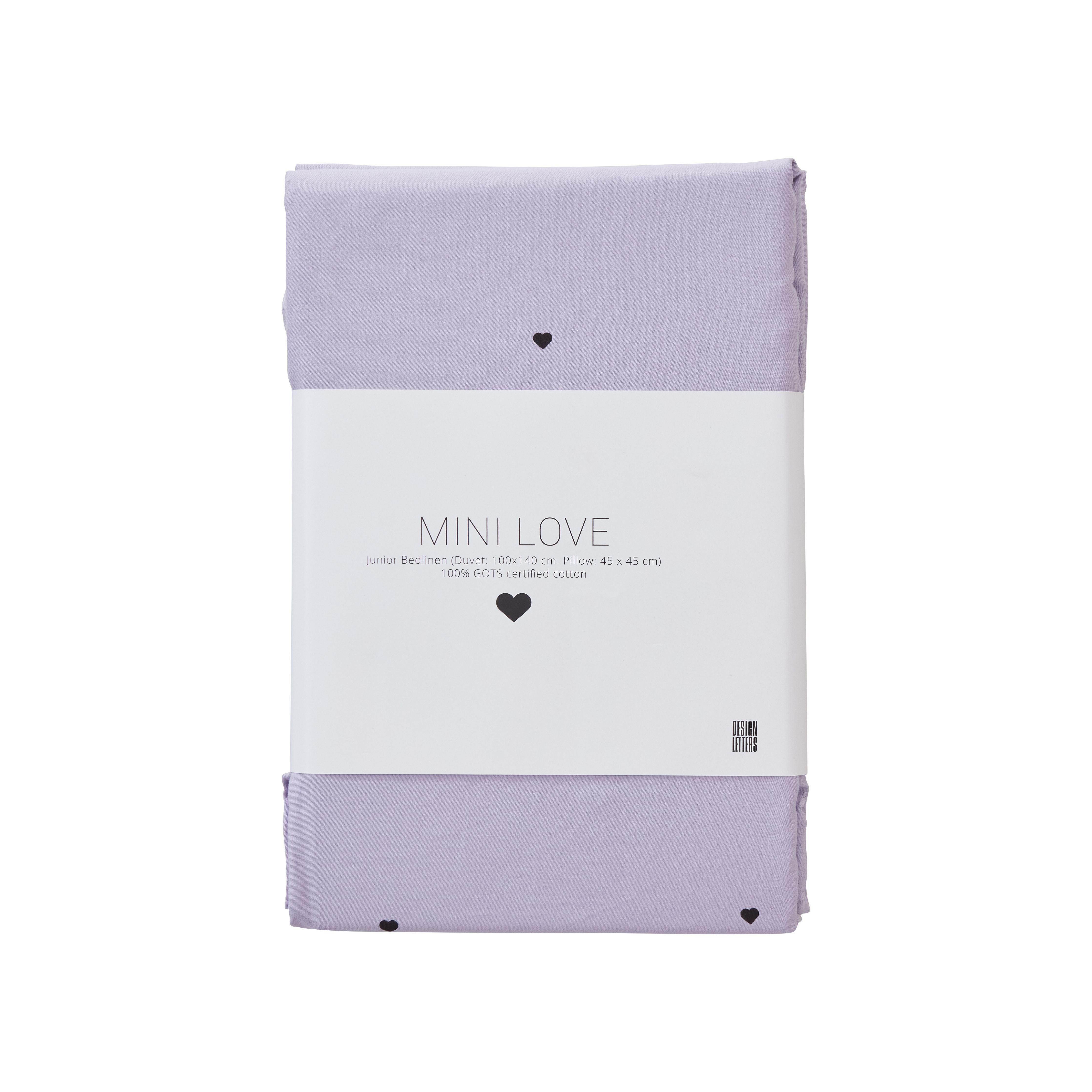 Letras de diseño Mini Love Junior Pillow -Cases y Drumbe Covers 100x140 cm, lavanda
