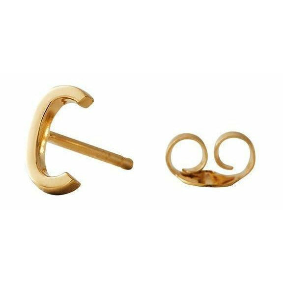 Design Letters Earring With Letter, Gold, C