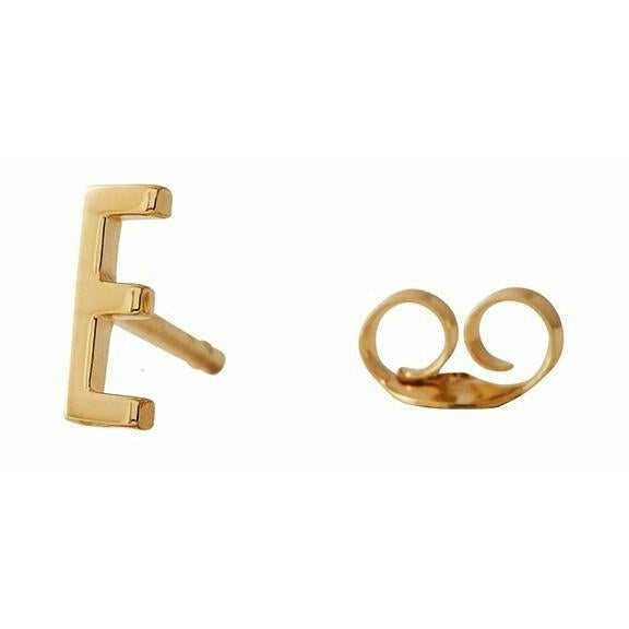 设计字母耳环，带有字母，黄金，E