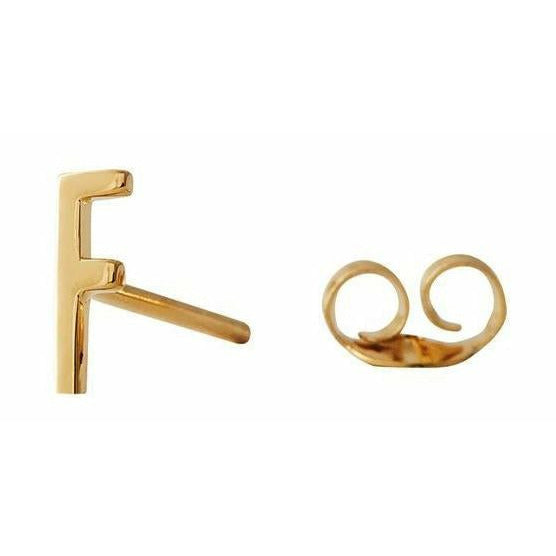 Design Letters Earring With Letter, Gold, F