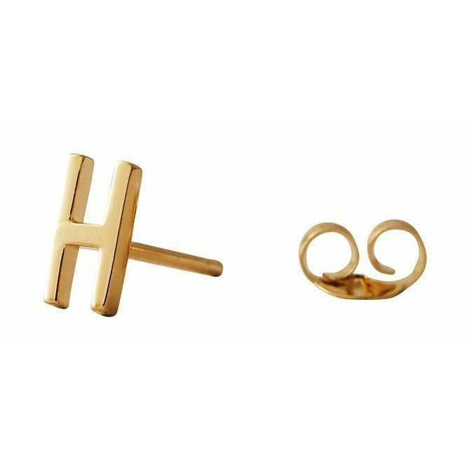 Design Letters Earring With Letter, Gold, H