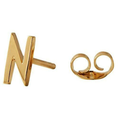 带字母，金，n的设计字母耳环