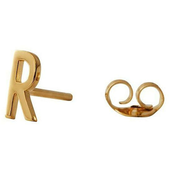 带字母，金，r的设计字母耳环