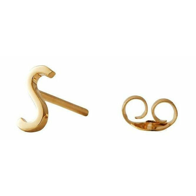 带字母的设计字母耳环，黄金，s