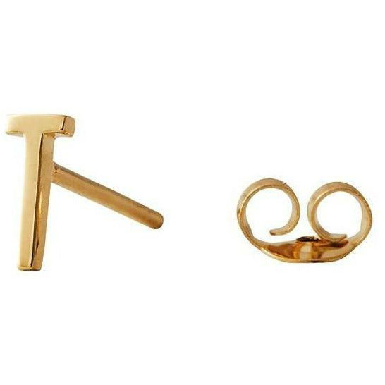 带字母，黄金，T的设计字母耳环