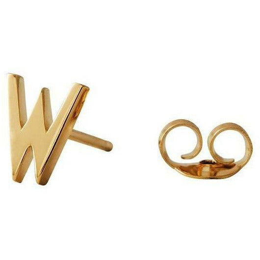 带字母，金，W的设计字母耳环