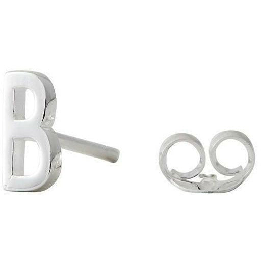 带字母，银，b的设计字母耳环