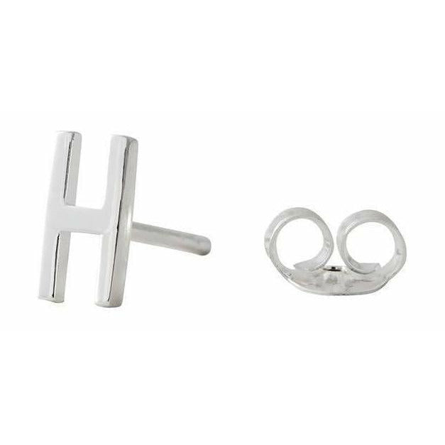 带字母，银，h的设计字母耳环