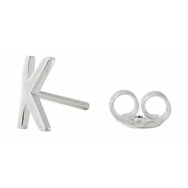 带字母，银，k的设计字母耳环