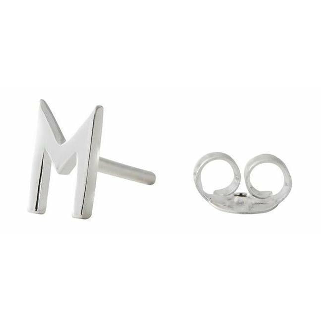 带字母，银，M的设计字母耳环