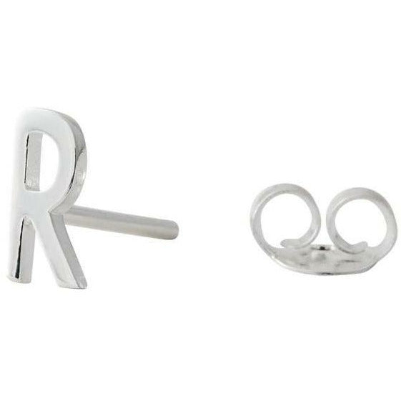 带字母，银，R的设计字母耳环
