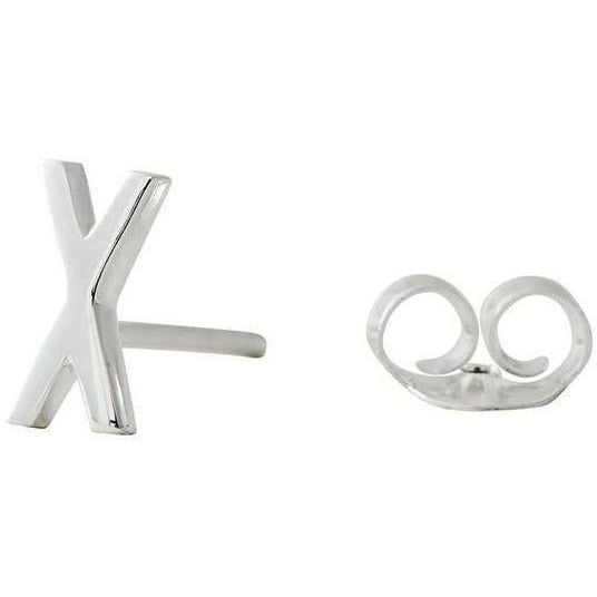 带字母的设计字母耳环，银，x