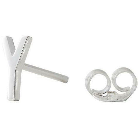 带字母，银，Y的设计字母耳环