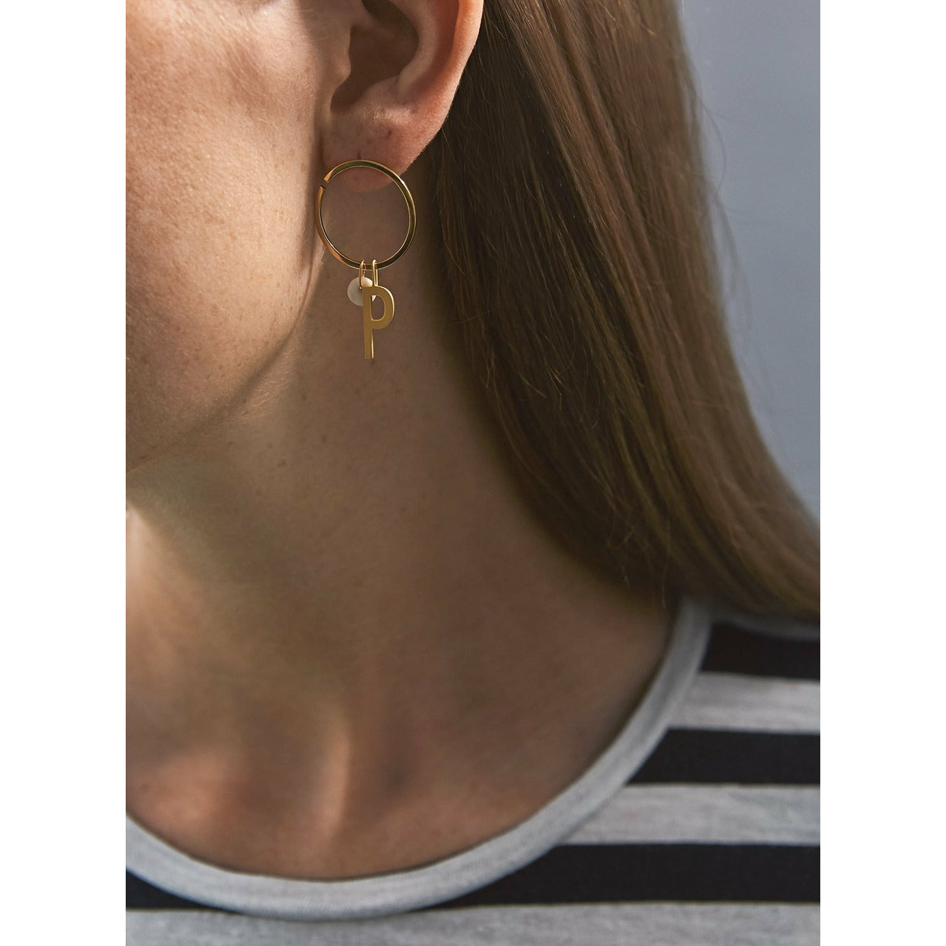 Design Letters Earring, Gold Plated