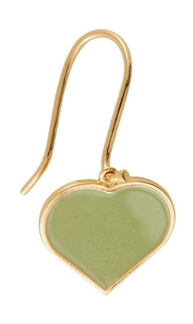 设计字母耳环的搪瓷心金，酥脆的绿色