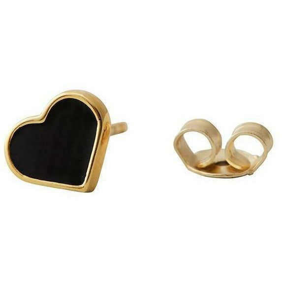 Design Letters Earrings emaljehjerte, svart/gull