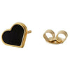设计字母耳环的搪瓷心，黑色/金色
