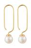 Design Letters Pearl Drop Earrings Set Of 2 18k Gold Plated