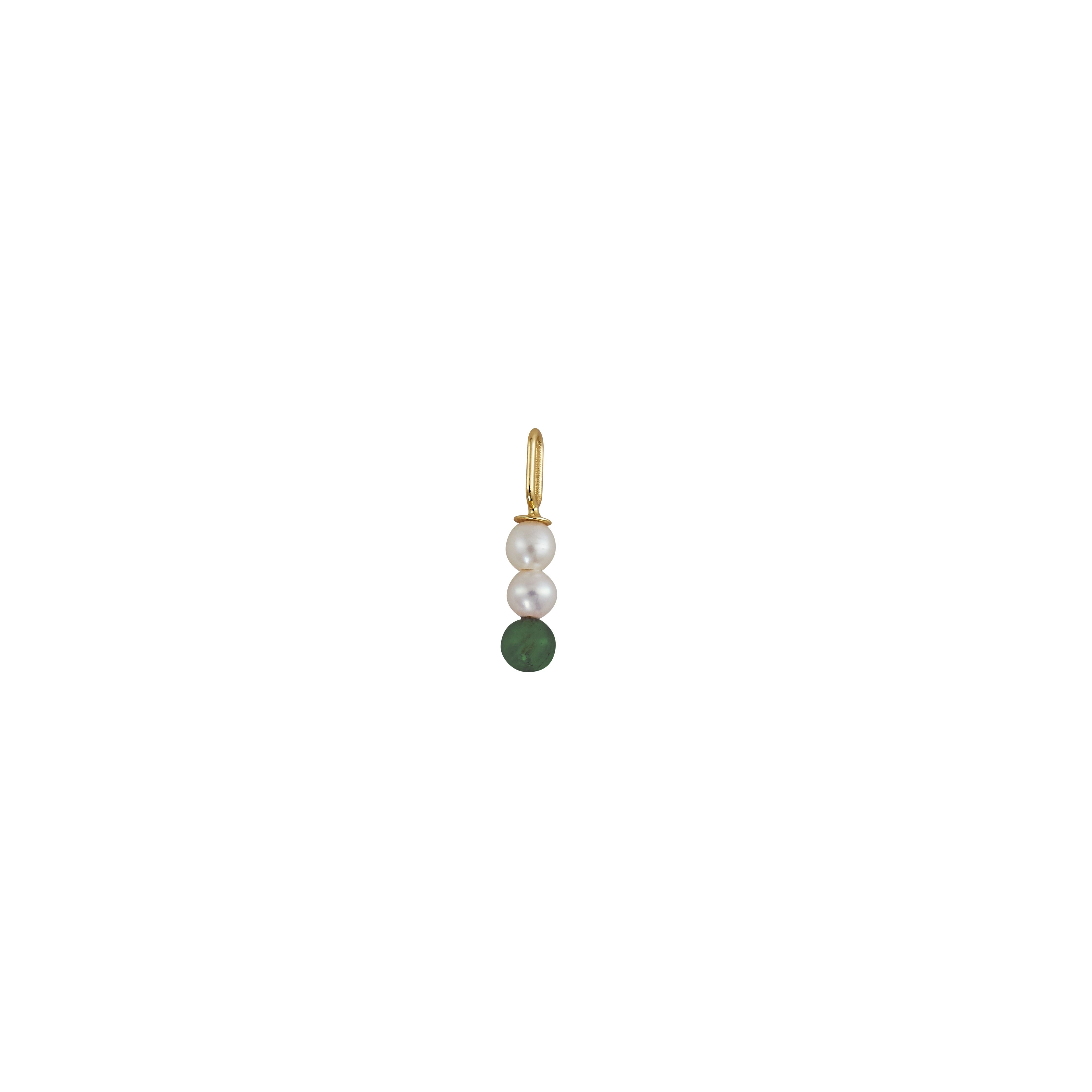 Design Letters Pearl Stick Charm 4 Mm Pendant Gold Plated, Malachite Green