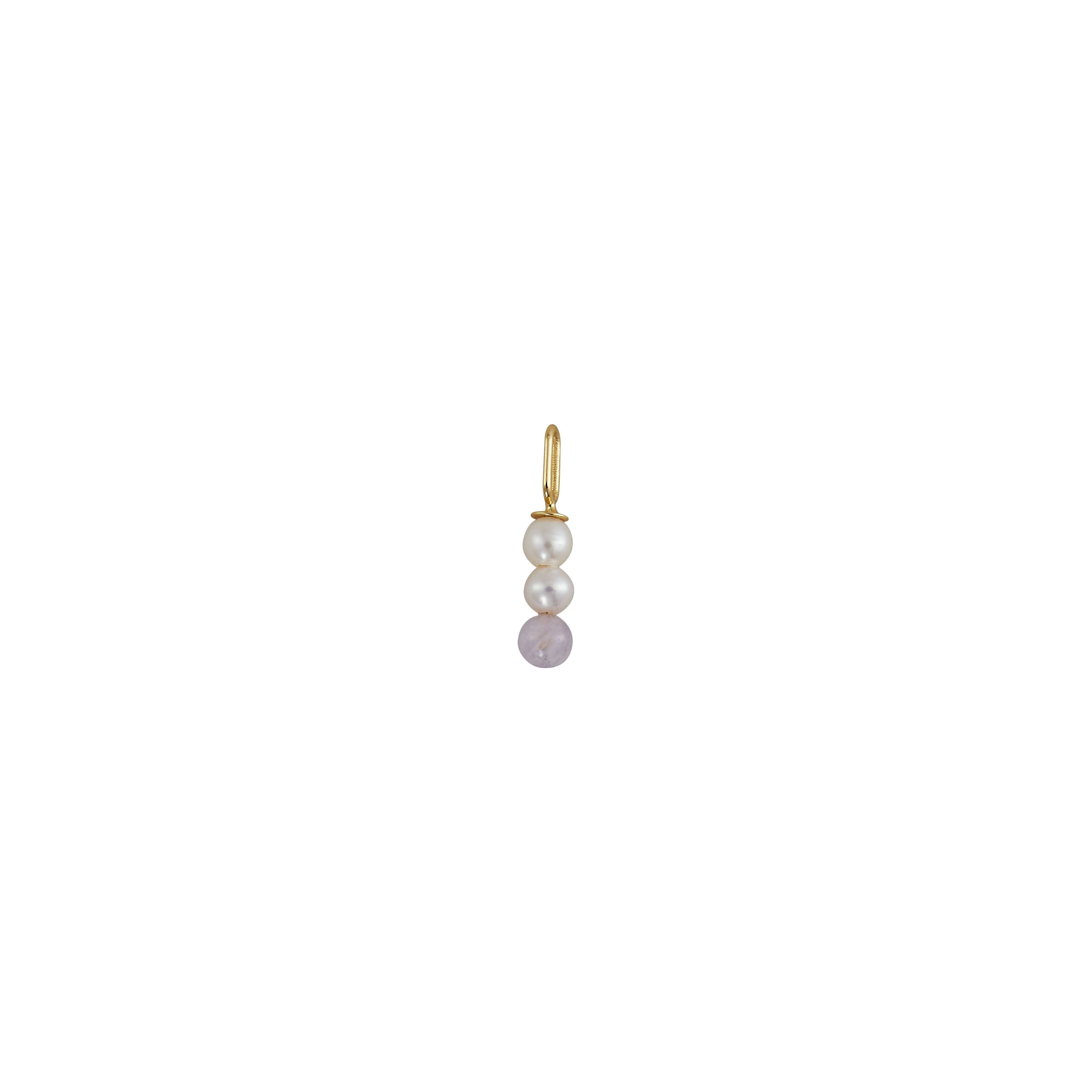设计字母珍珠棒魅力4毫米吊坠金镀金，纯净水晶