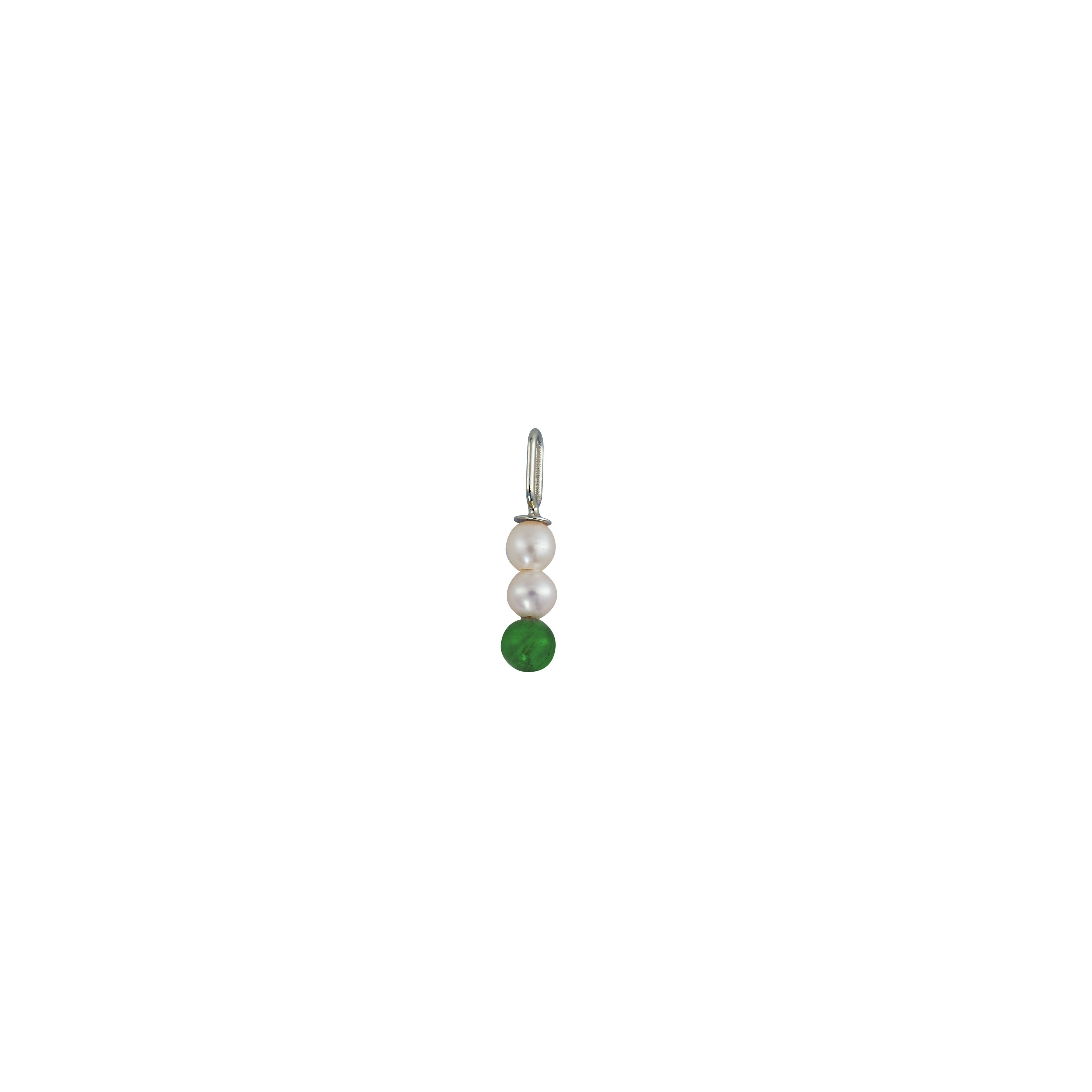 Design Letters Pearl Stick Charm 4 mm anheng sølvbelagt, malakittgrønn