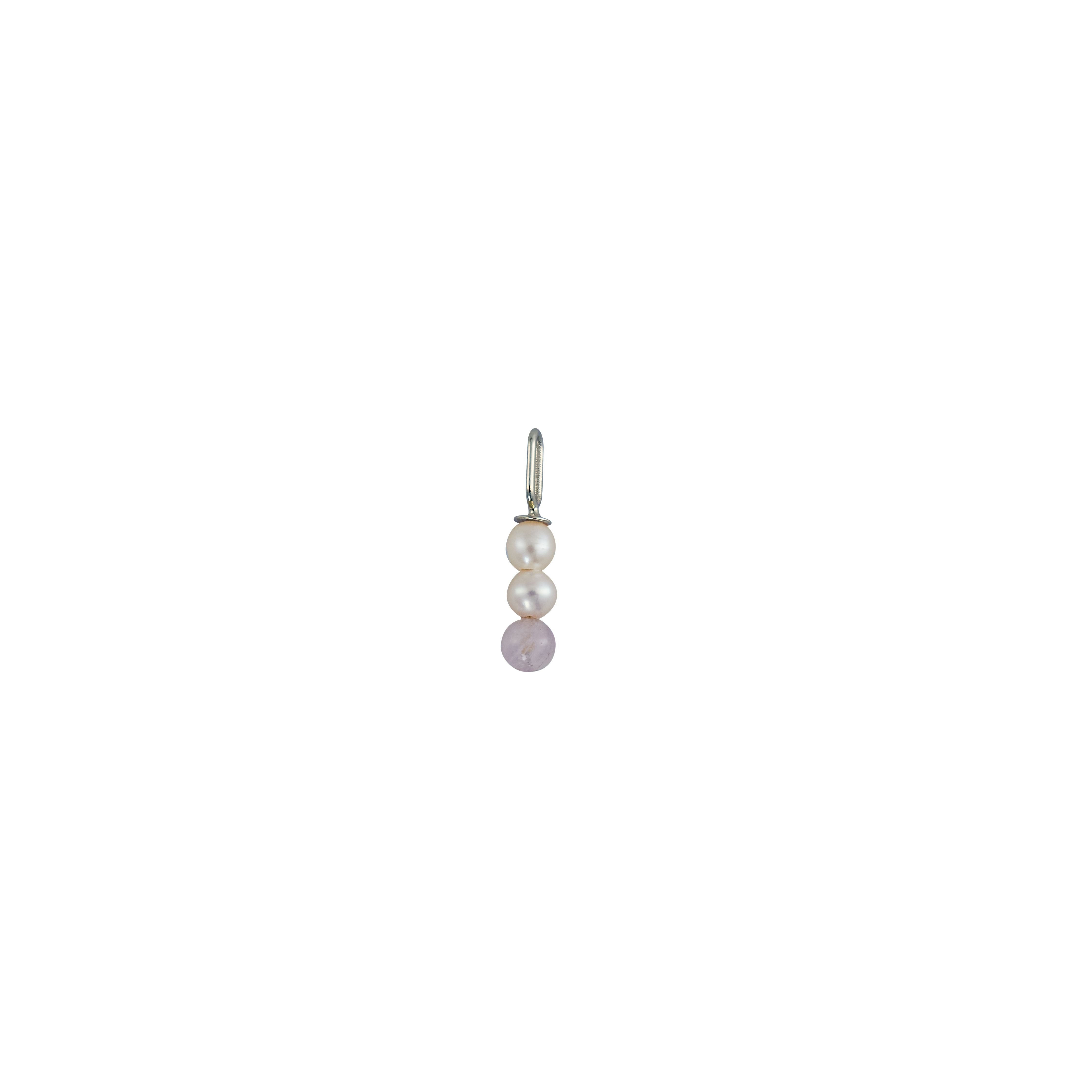 Letras de diseño encanto de palo de perla 4 mm colgante plateado chapado, cristal puro