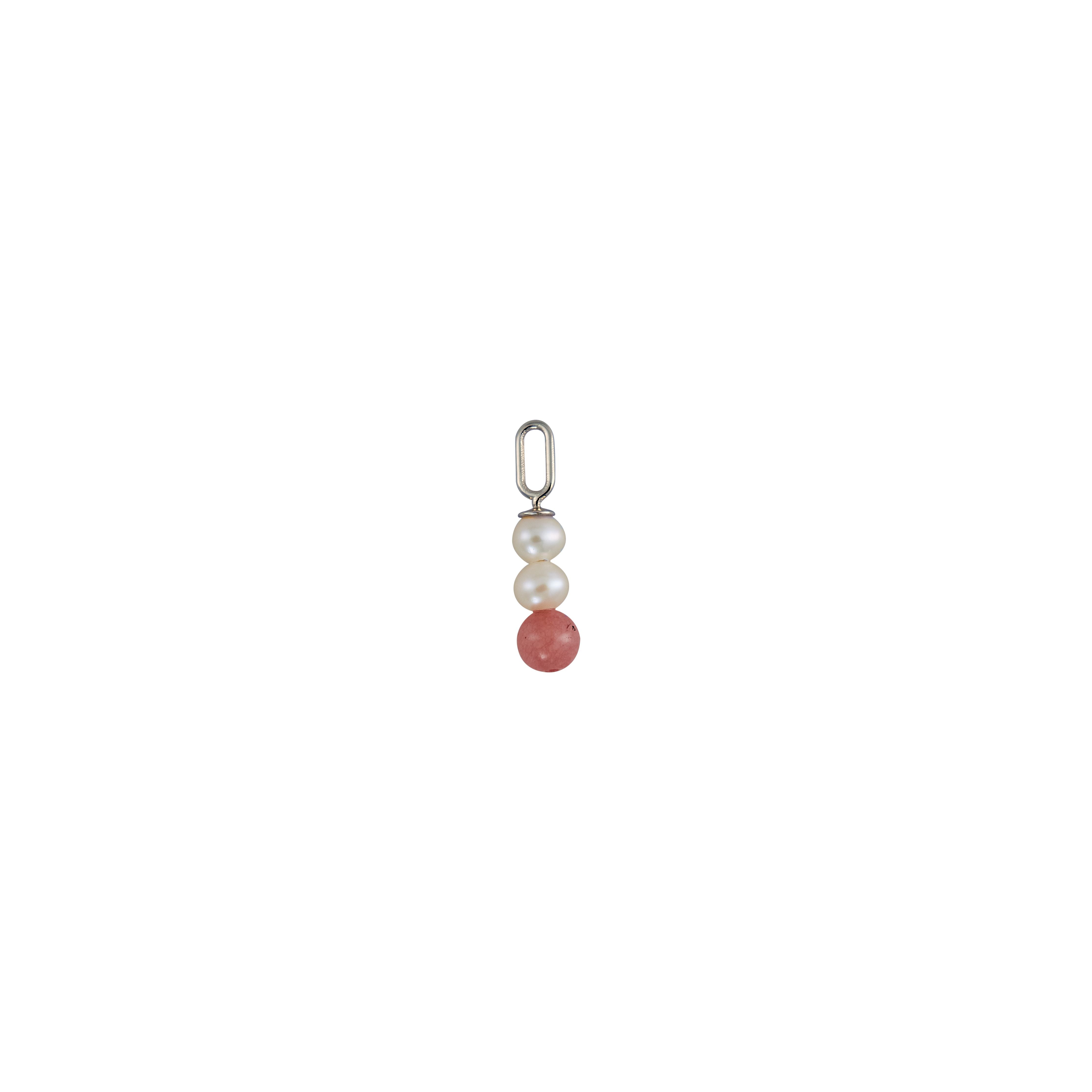 Design Letters Pearl Stick Charm 4 mm Pendel Silver Belated, Red Chrosite