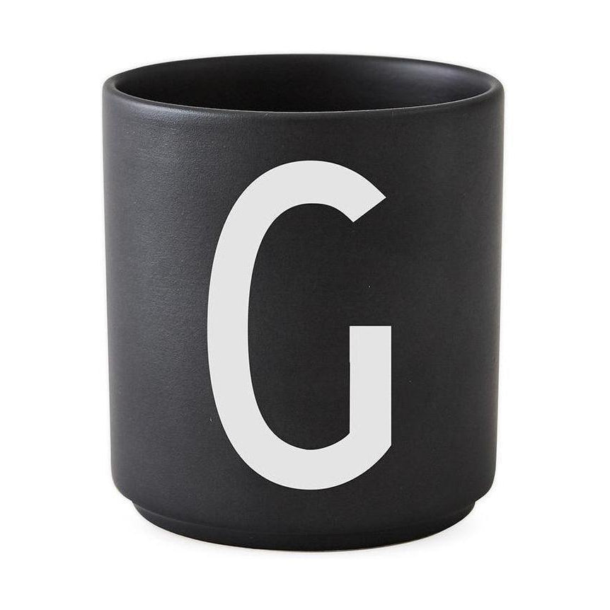 Letras de diseño Taza de porcelana personal a Z, Black, G