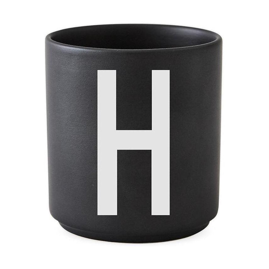 Letras de diseño Taza de porcelana personal A Z, Black, H