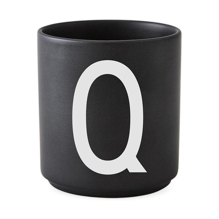 Letras de diseño Taza de porcelana personal A Z, Black, Q