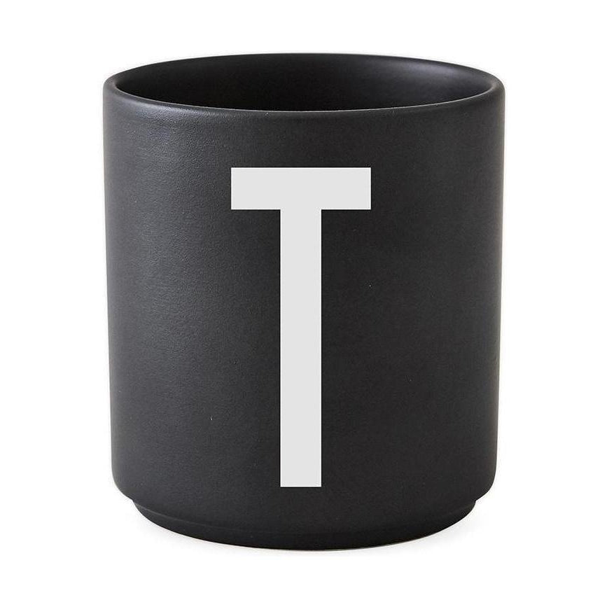 Letras de diseño Taza de porcelana personal A Z, Black, T